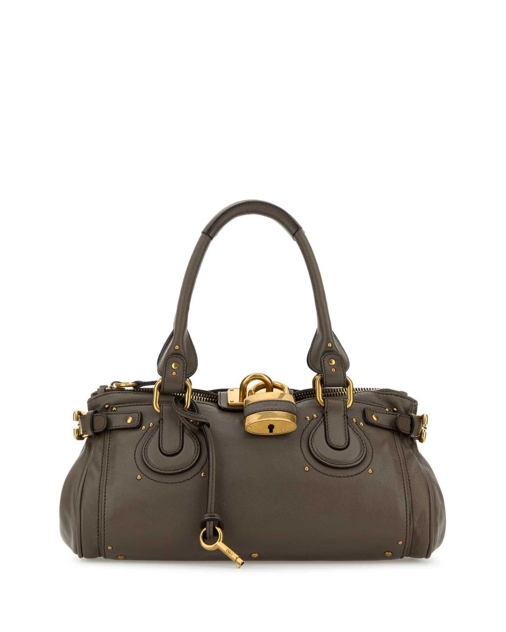 Chloé Gray Chlo Mud Leather Paddington Shoulder Bag