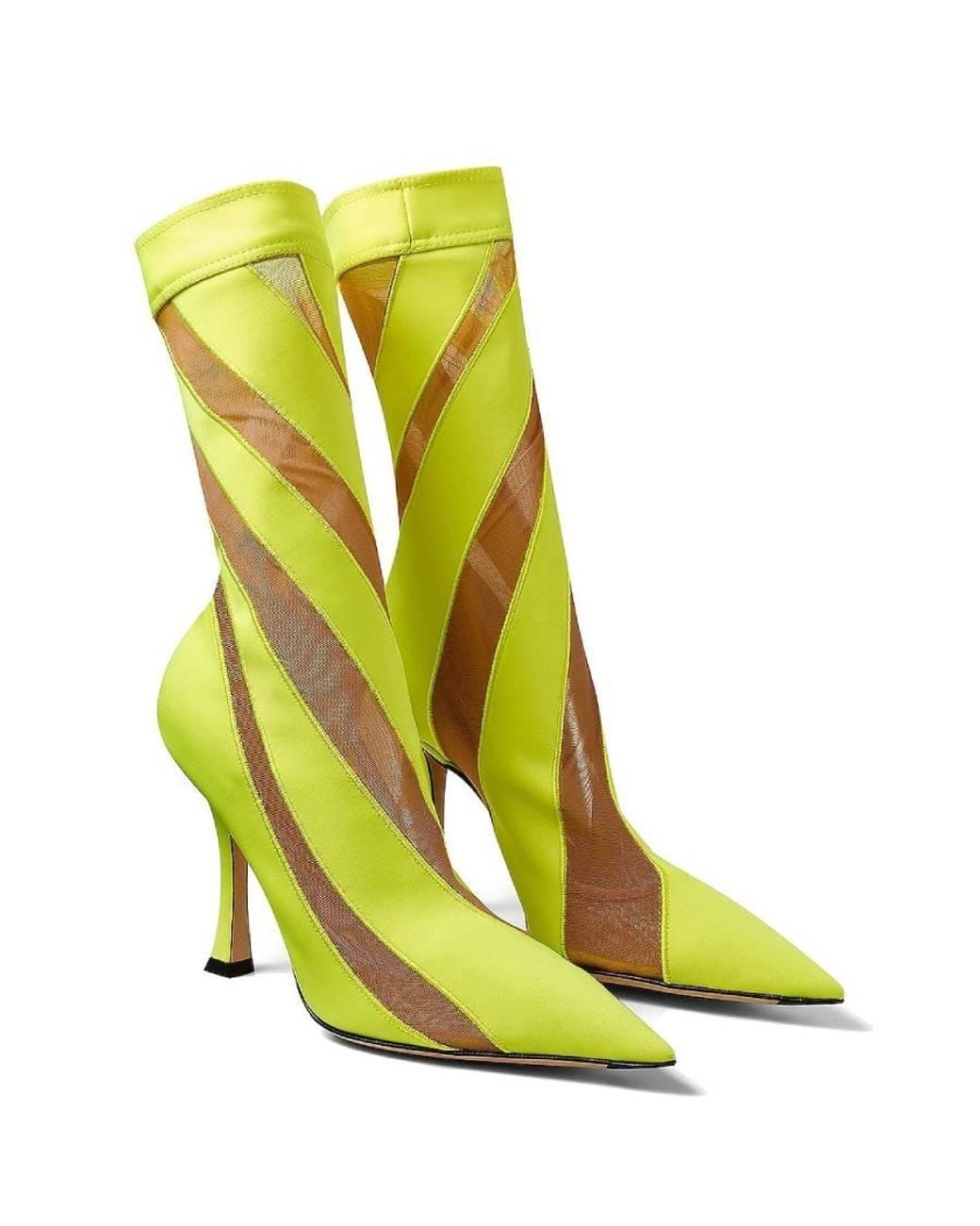 Jimmy Choo Green X Mugler 100 Spiral Sock Ankle Boots, Brand Size 39 Us
