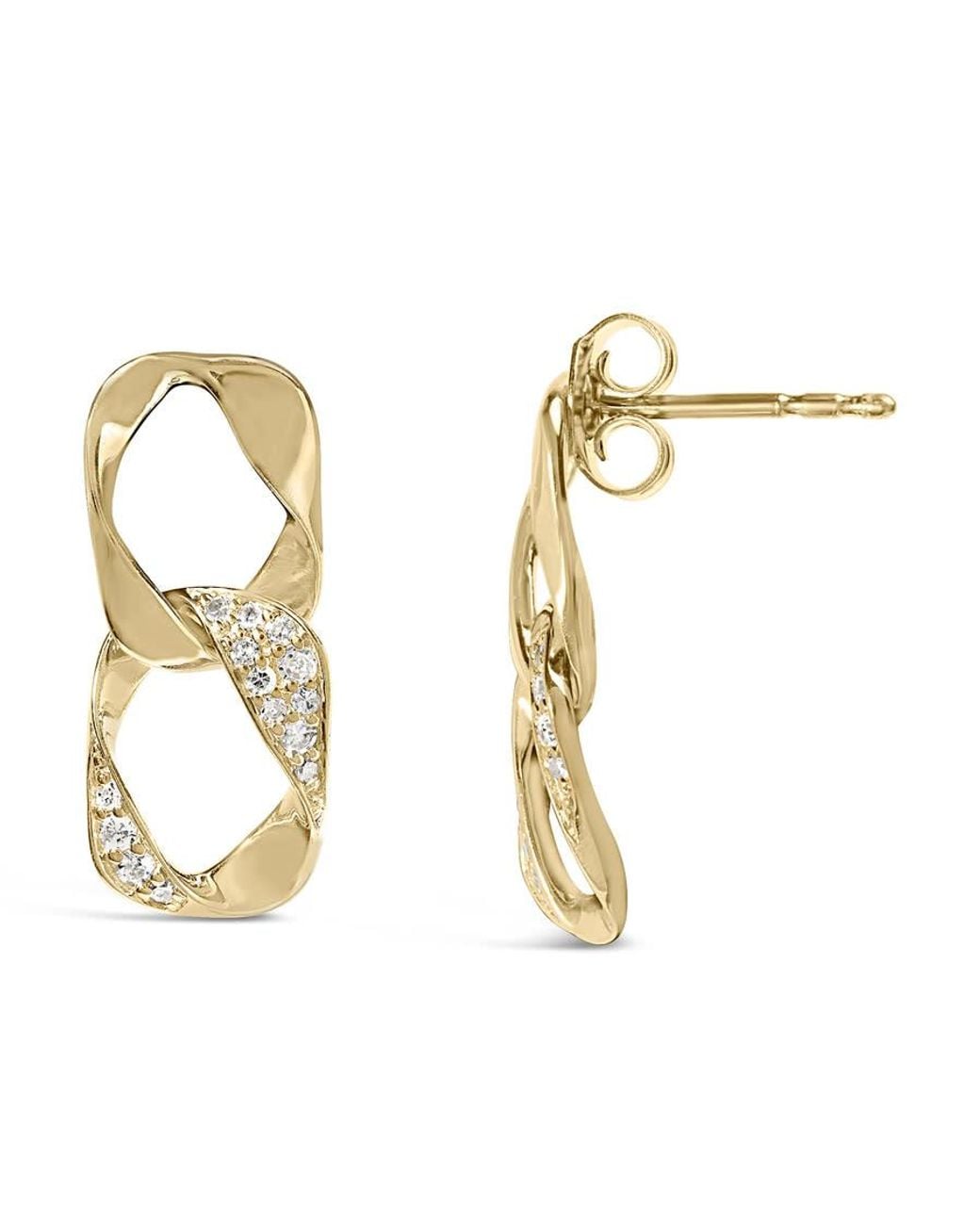 Haus of Brilliance Metallic 14K Plated .925 Sterling Open Link 1/5 Cttw Diamond Drop Earrings for men