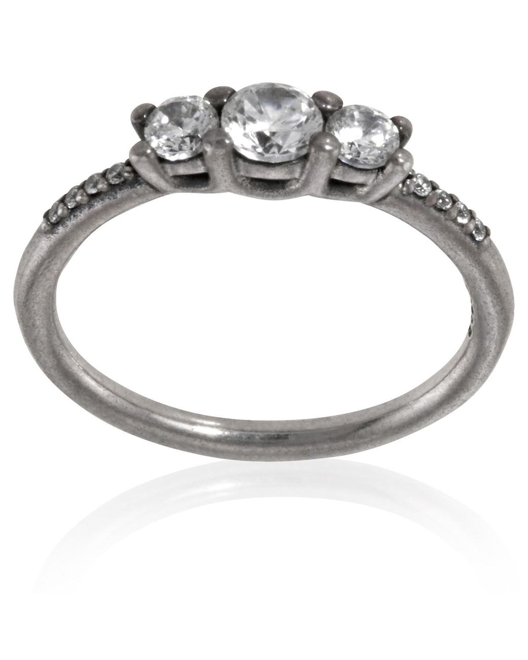Pandora Metallic Ladies Clear Three-Stone Ring for men