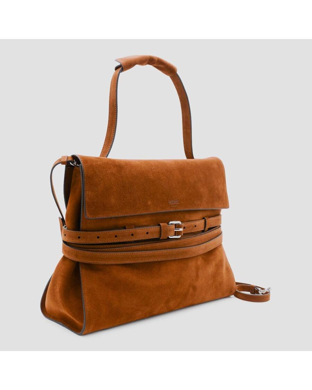 Moschino Brown Leather Suede Top Handle Bag