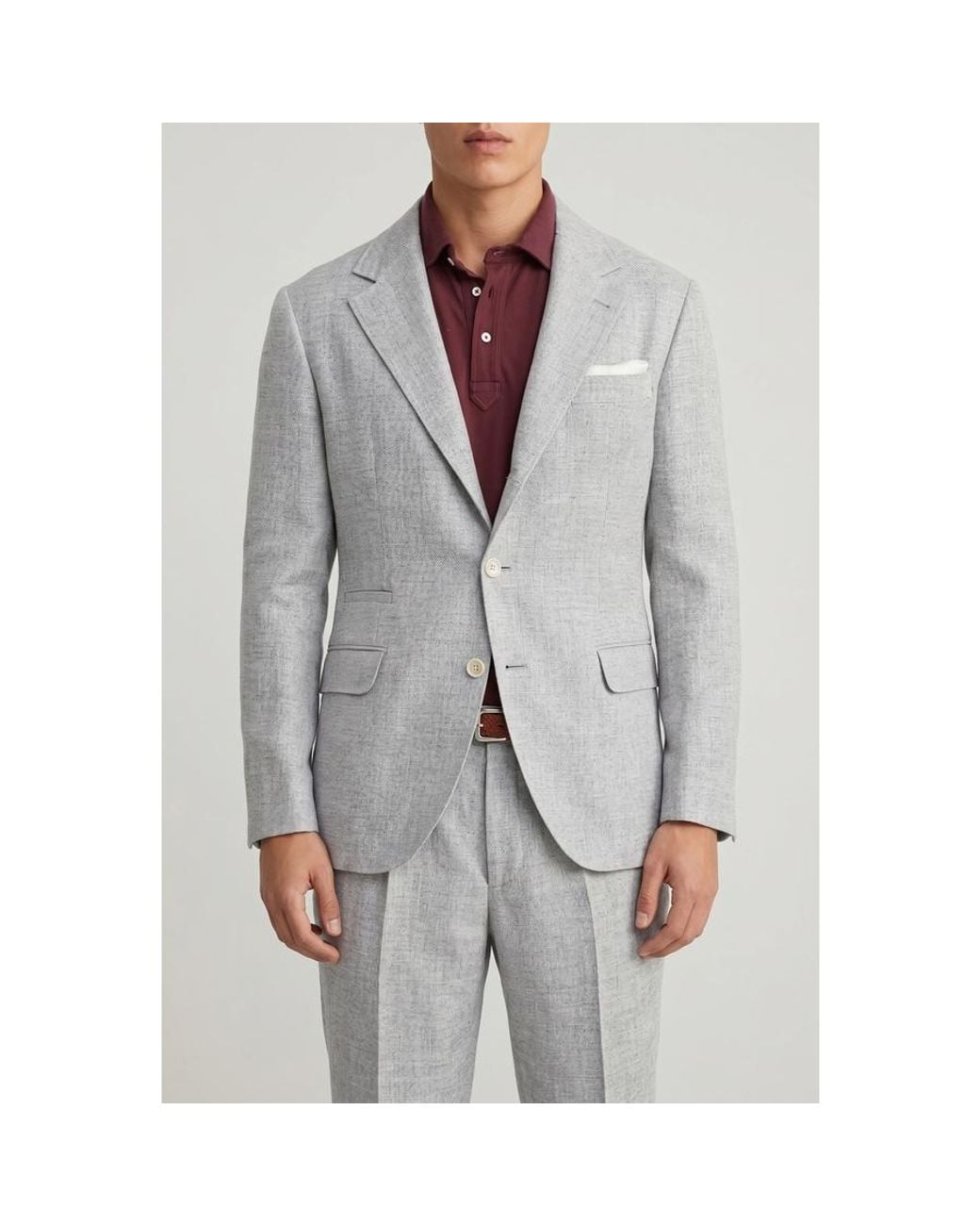 Brunello Cucinelli Gray Linen Wool Deconstructed Blazer, Brand Size 48 (Us for men