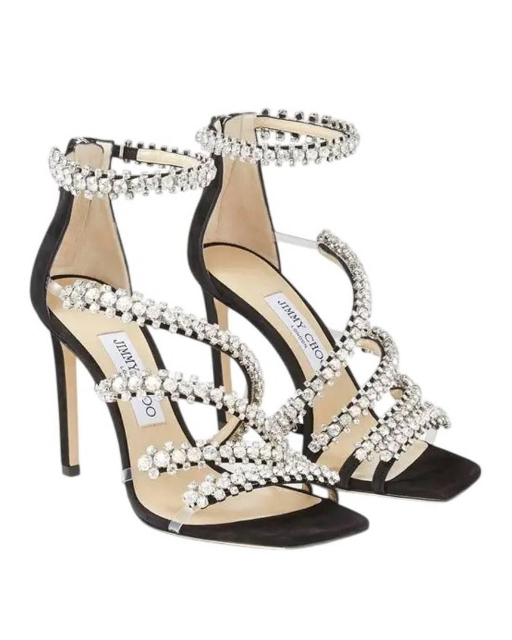 Jimmy Choo Metallic Josefine 100 Crystal-Embellished Suede Sandals, Brand Size 35 Us
