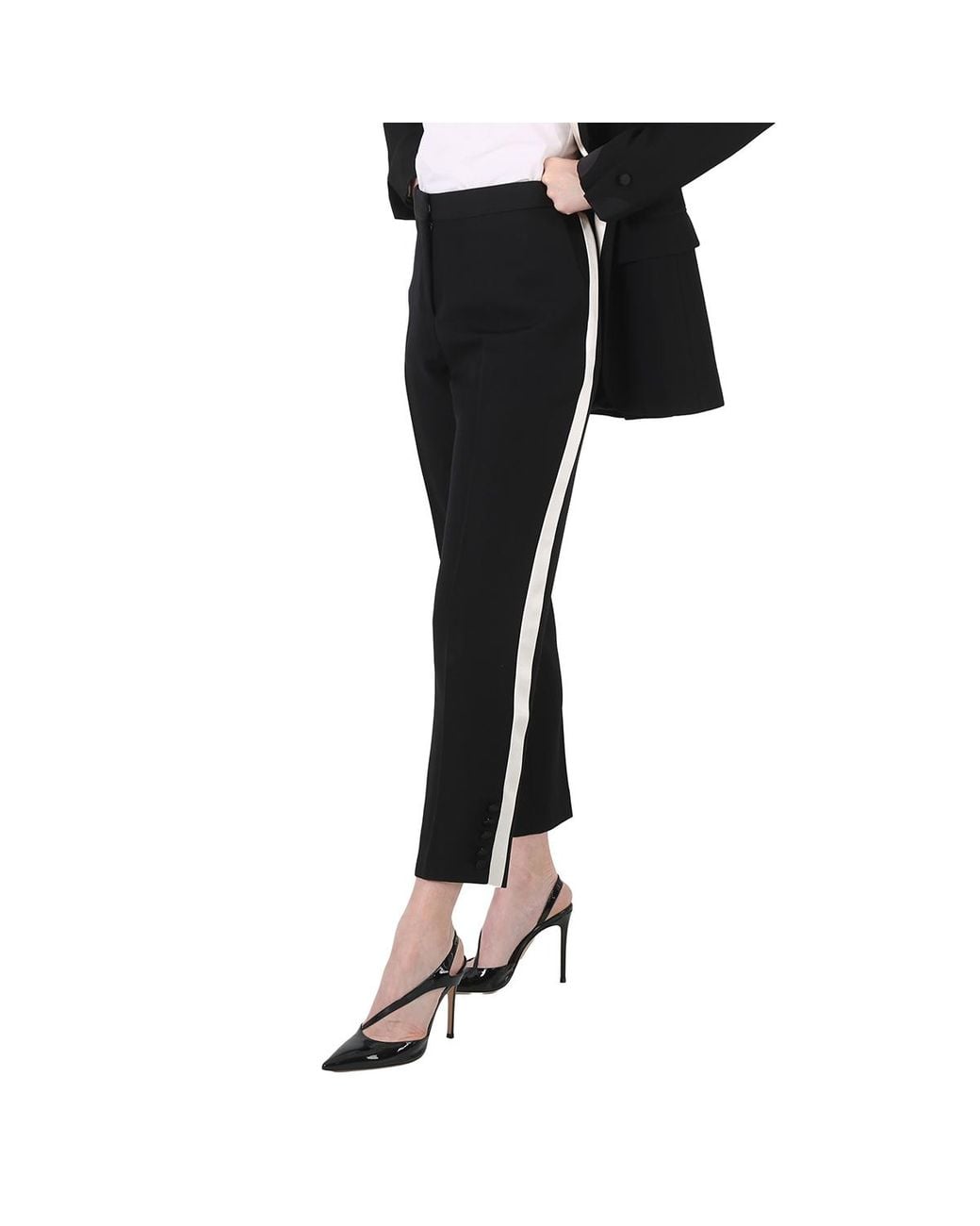 Burberry Black Hanover Tux Stripe Pants, Brand Size 4 (Us