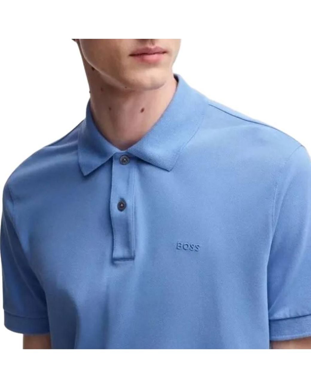 Boss Blue Pallas Logo-Detail Cotton Polo Shirt for men