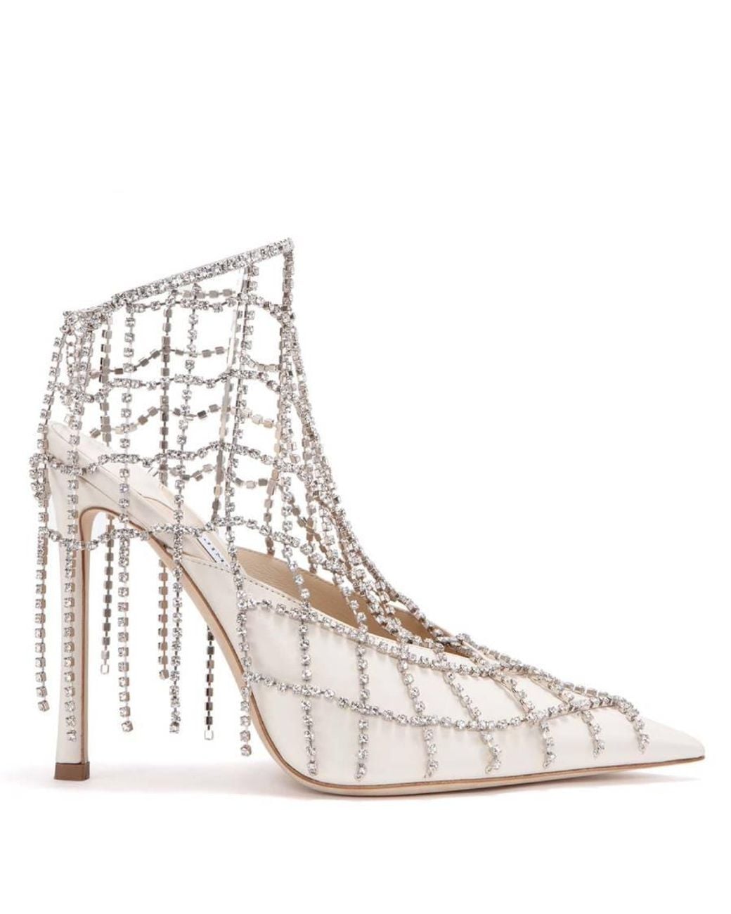 Jimmy Choo Natural Scotty 110 Crystal Chains Nappa Mules, Brand Size 37.5 Us
