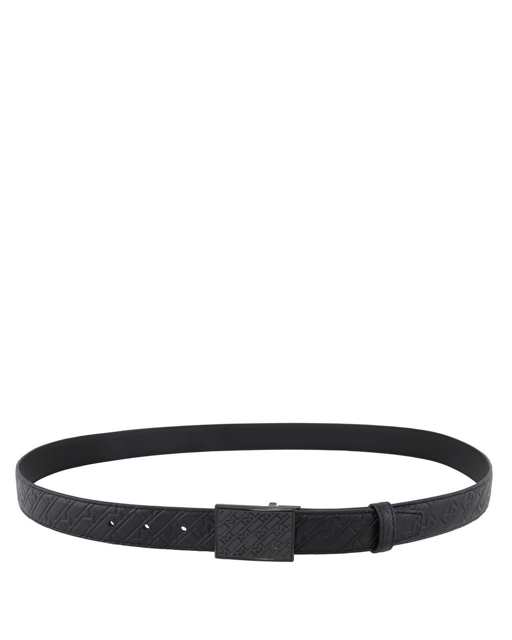 Montblanc Black 30 Mm Logo Embossed Leather Belt for men
