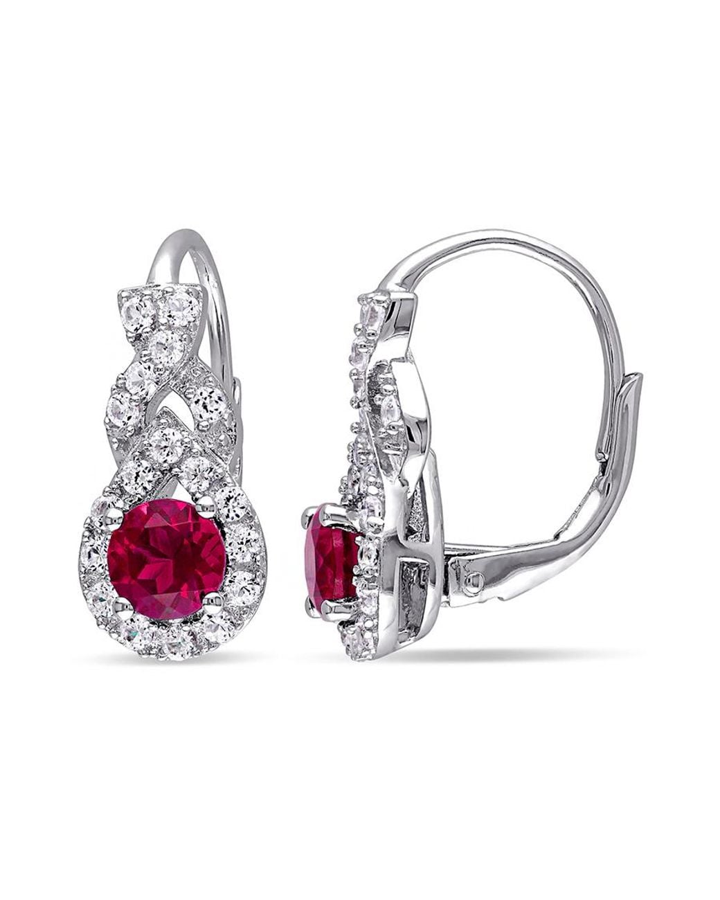 Amour Metallic Created Ruby And Sapphire Twist Leverback Earrings for men