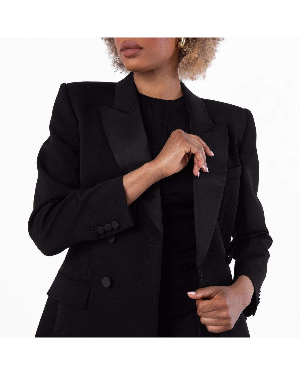 Saint Laurent Blue Double-Breasted Tuxedo Jacket, Brand Size 38 (Us Size 2) for men