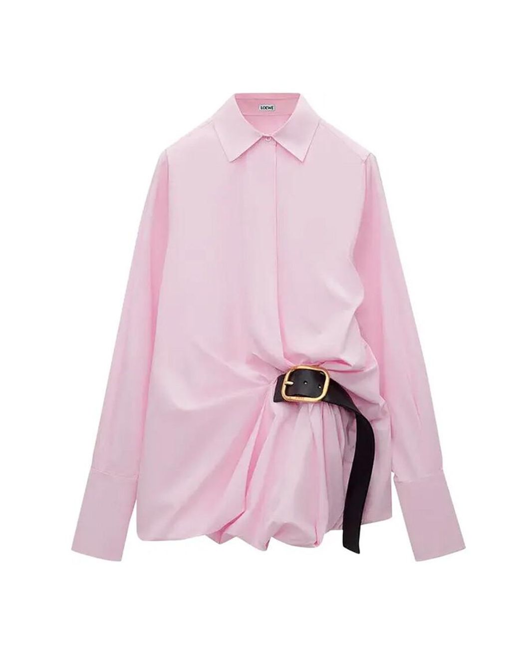 Loewe Pink Belted Cotton-Blend Shirt, Brand Size 38 Us