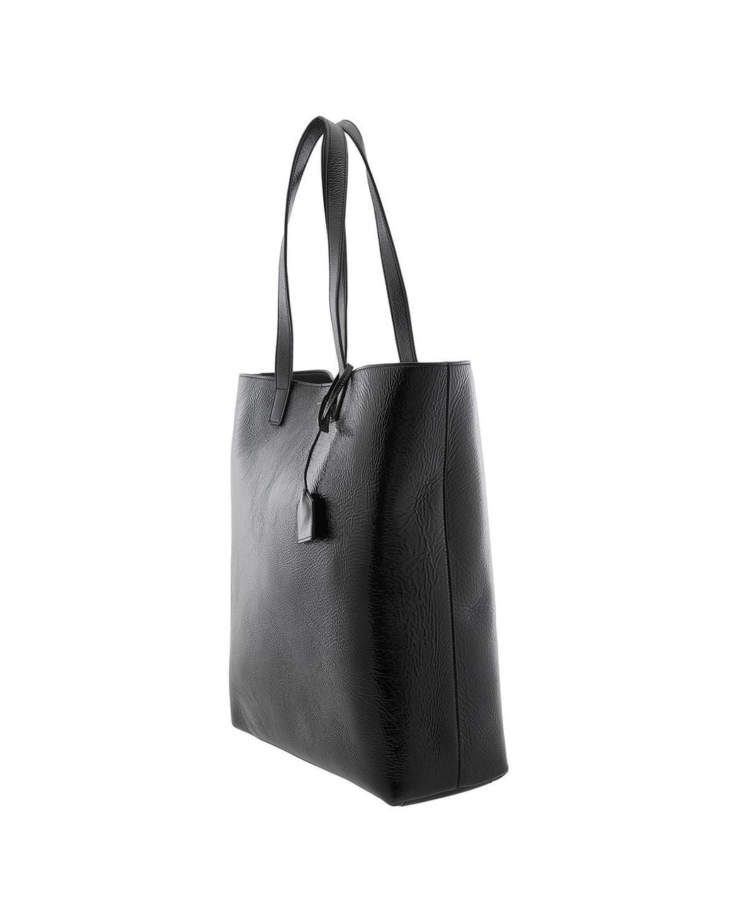 Saint Laurent Black Crinkled-Leather Bold Tote Bag for men