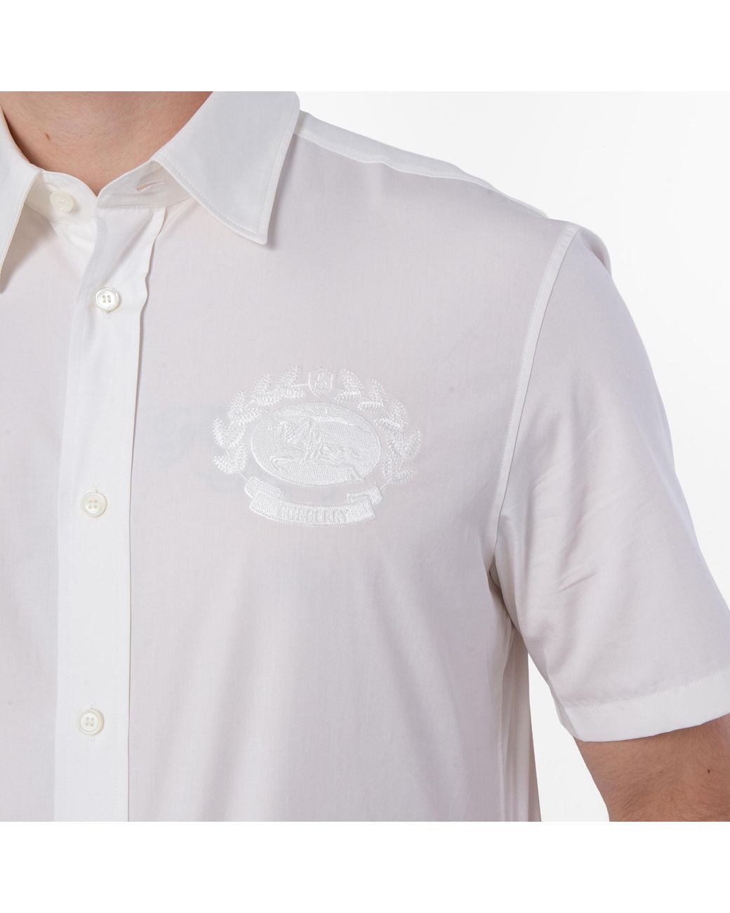 Burberry White Ekd Short-Sleeved Cotton Shirt for men