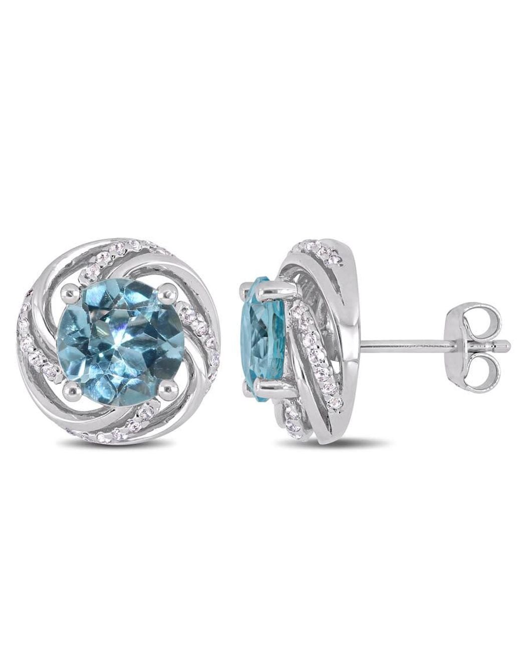 Amour Blue 5 Ct Tgw Sky Topaz And Topaz Stud Earrings for men