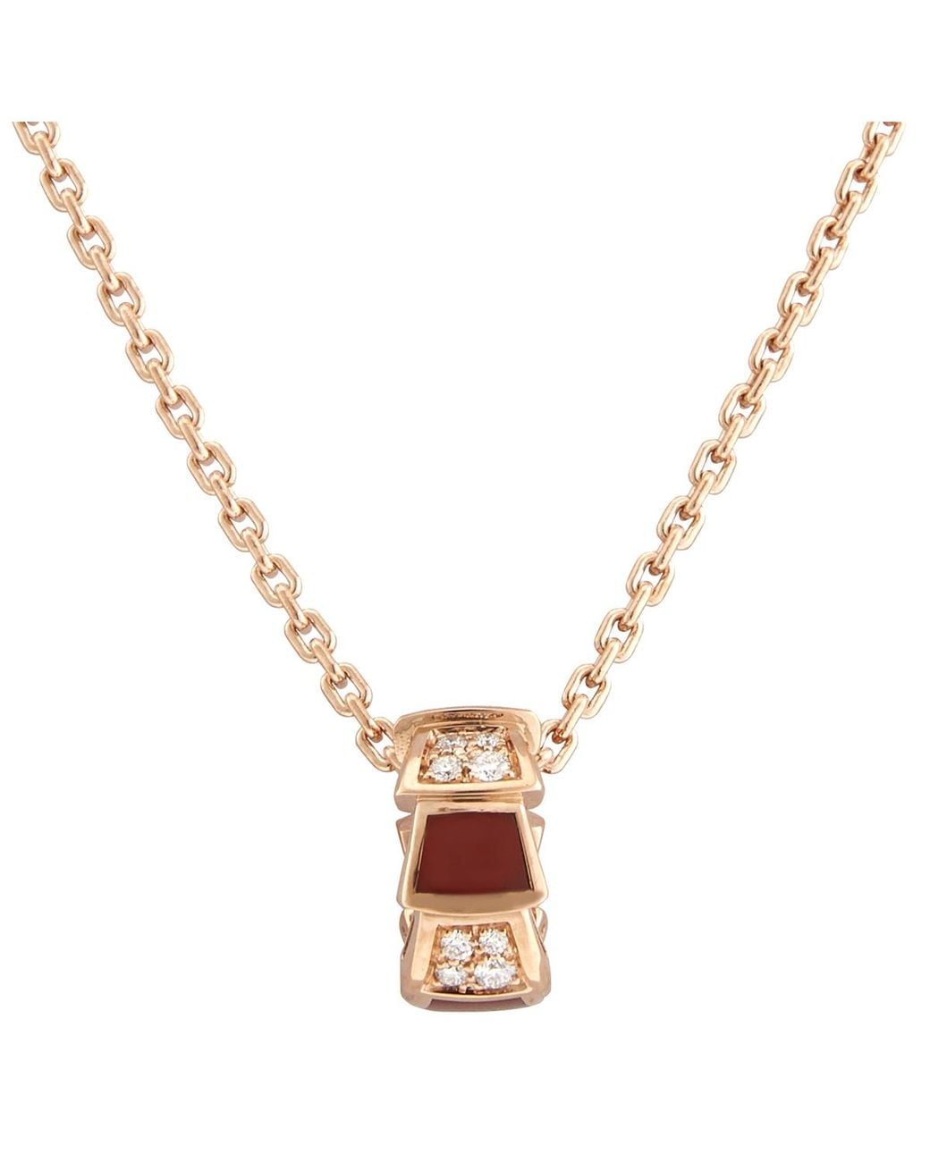 BVLGARI Metallic Serpenti Viper 18Kt Rose Diamond Necklace for men