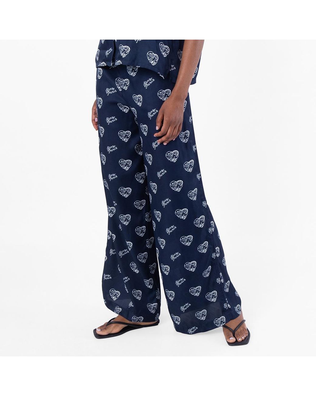 KENZO Blue Jungle Heart Printed Pajama Pants, Brand Size 42 (Us for men