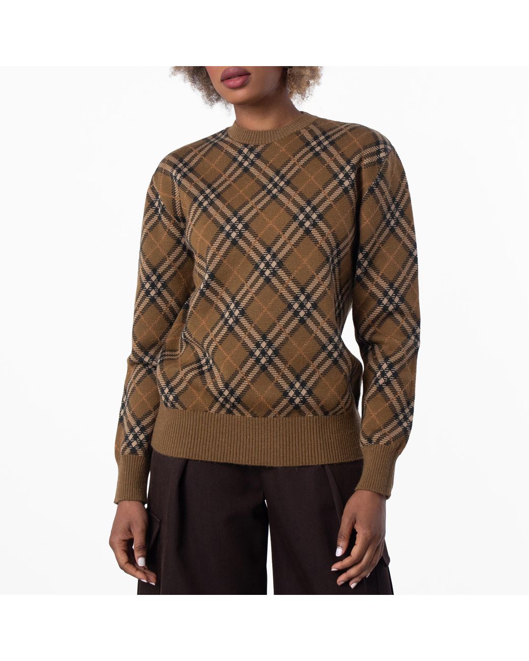Burberry Green Check Wool Mohair Blend Sweater