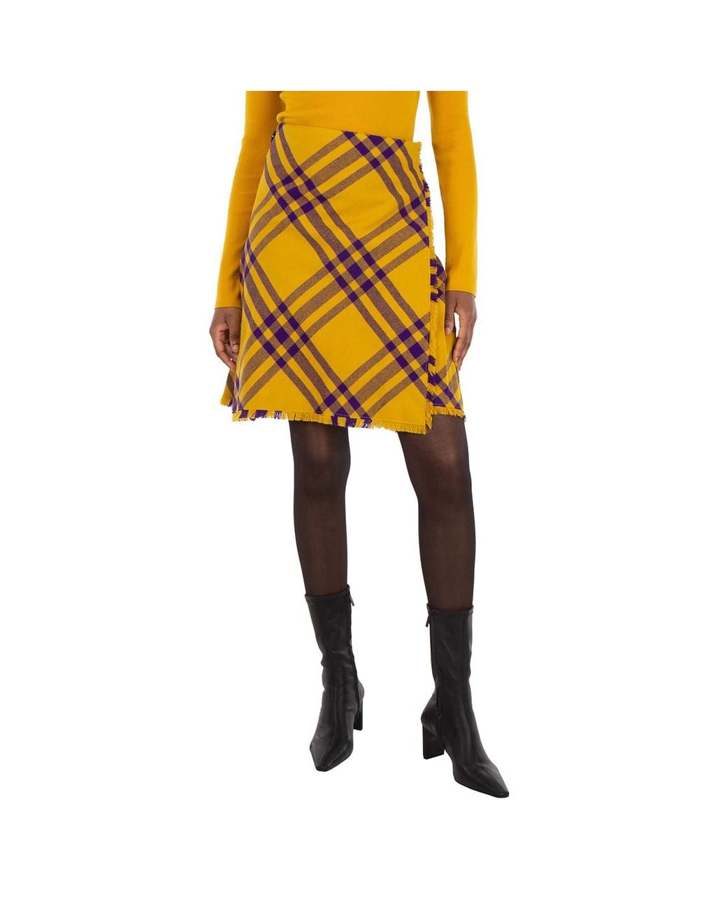 Burberry Yellow Embroidered Wool Skirt
