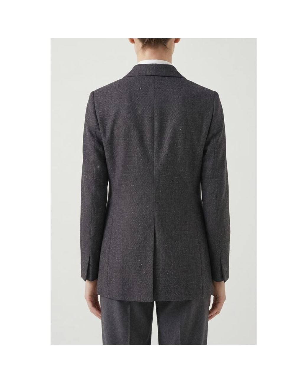 Brunello Cucinelli Gray Dark Double Breasted Blazer, Brand Size 36 (Us for men