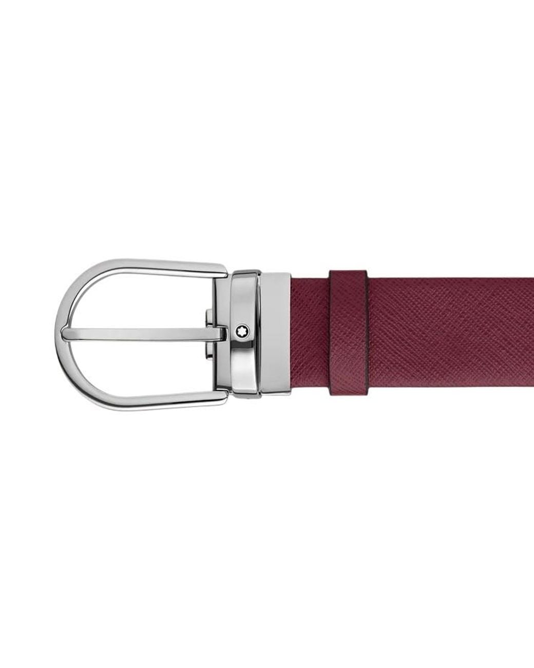 Montblanc Red Saffiano-Embossed Leather Horseshoe Buckle Belt for men