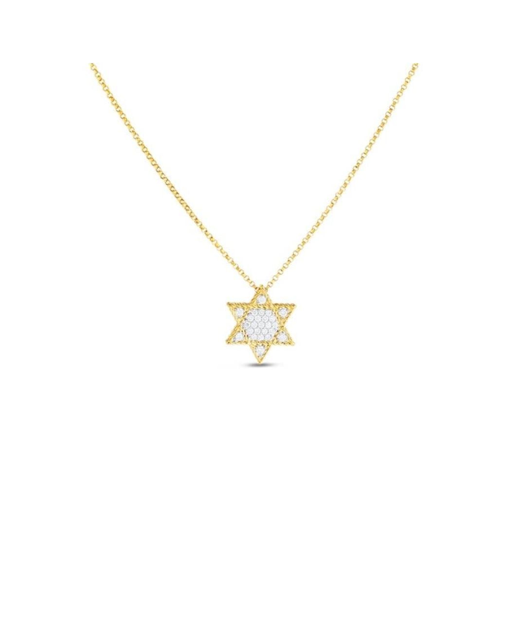 Roberto Coin Metallic 18K Princess Diamond Star Of David Necklace for men