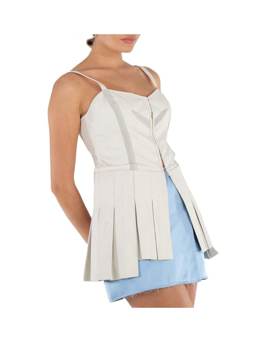 1017 ALYX 9SM White Ladies Leather Corset Top, Brand Size 40 (Us