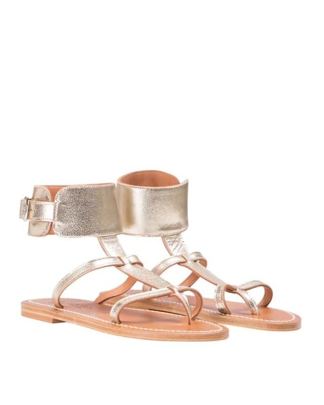 K. Jacques Brown Ankle Bracelet Caravelle Flat Sandals, Brand Size 38 (Us