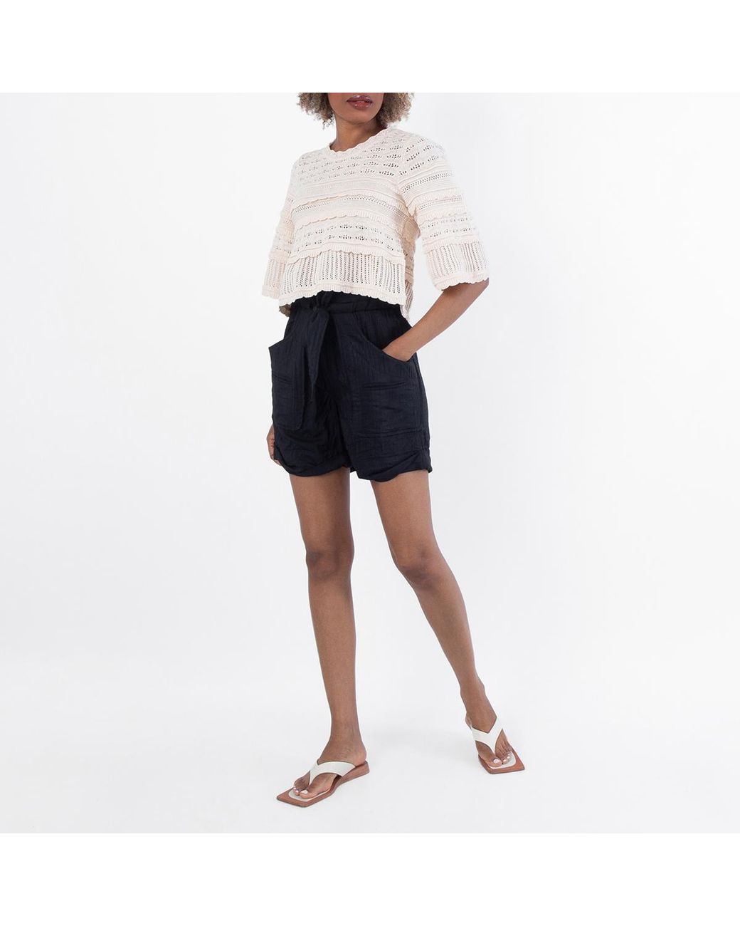 Isabel Marant White Azelia Openwork Knit Sweater
