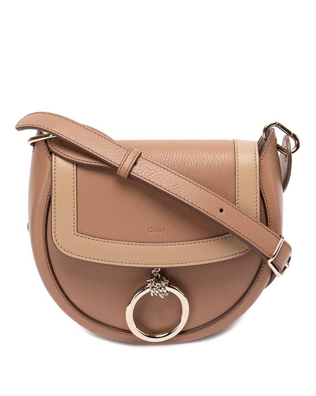 Chloé Brown Arlene Small Ring Half-Moon Crossbody Bag