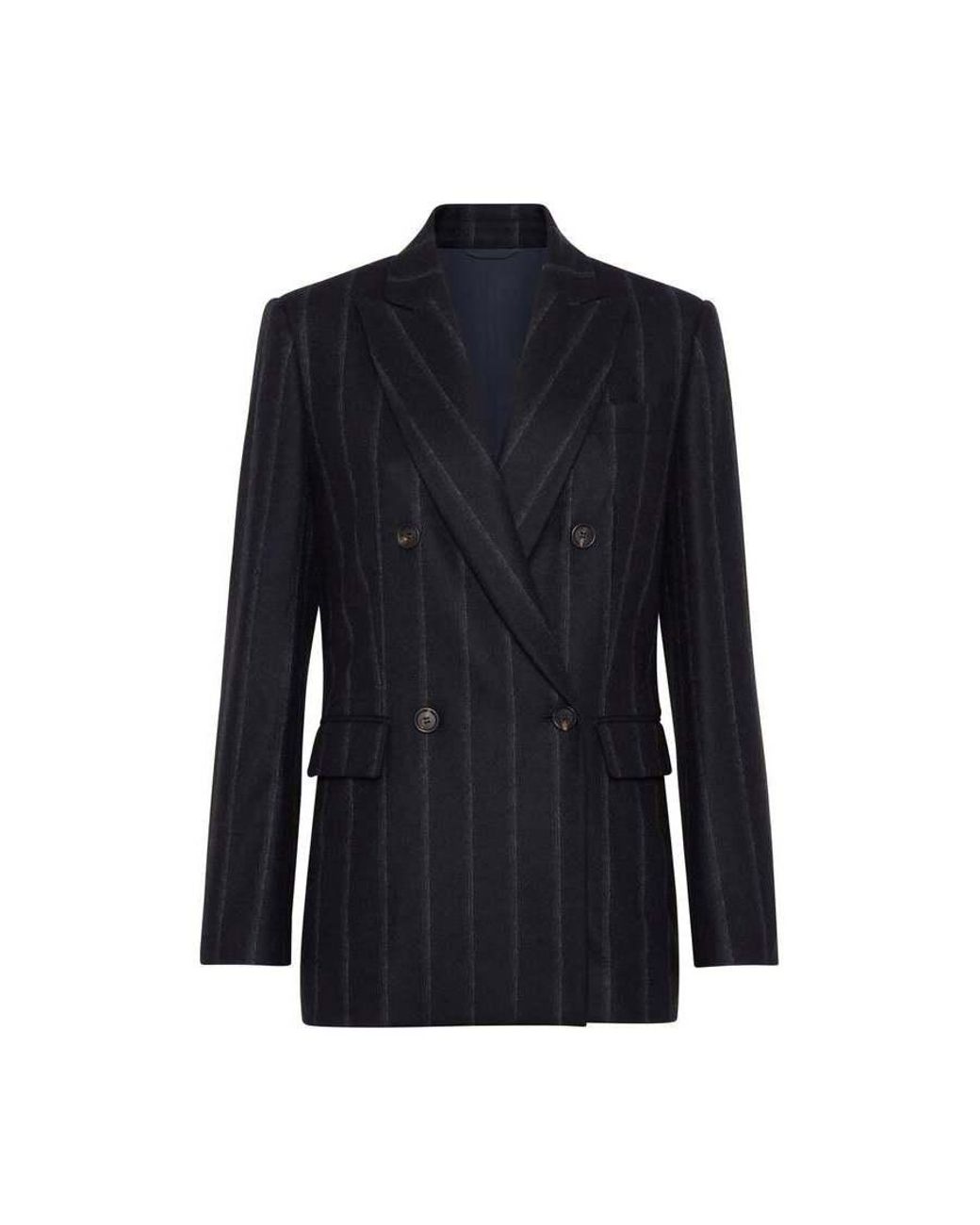 Brunello Cucinelli Blue Dark Wool Double Breasted Jacket, Brand Size 44 (Us for men