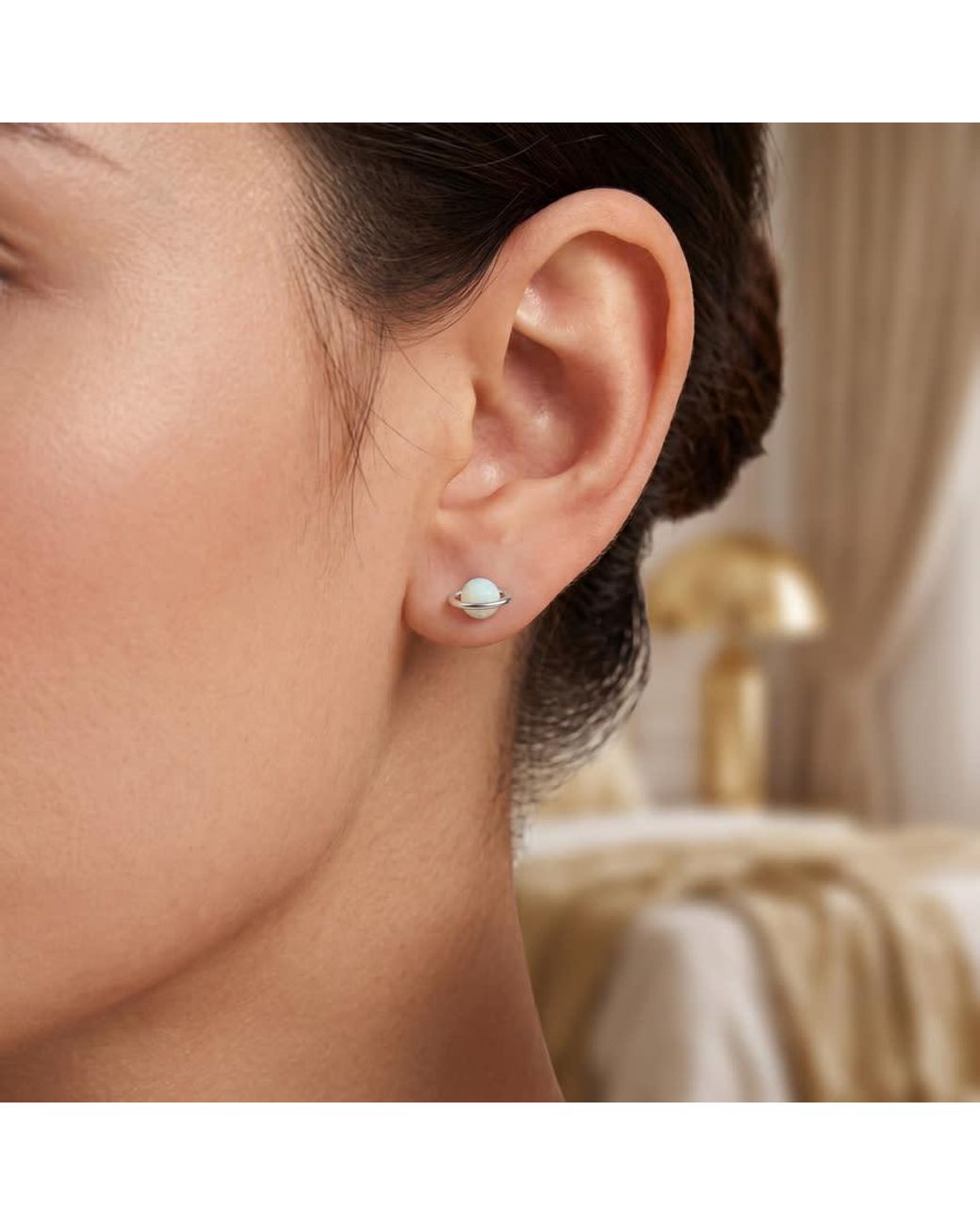 Kylie Harper Metallic Sterling Opal Saturn Celestial Stud Earrings for men