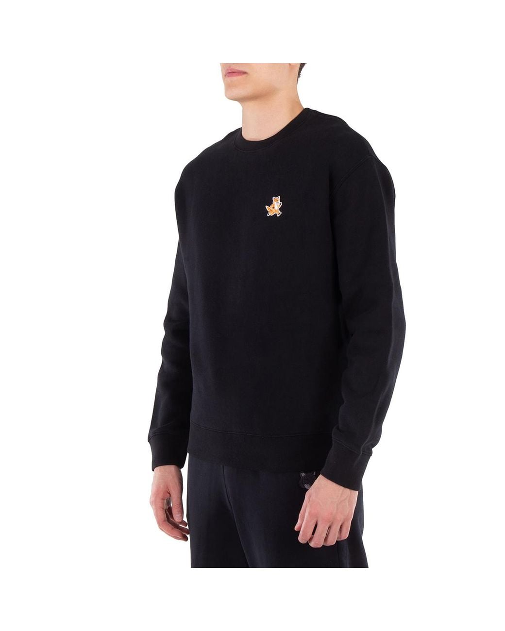 Maison Kitsuné Black Speedy Fox Patch Cotton Sweatshirt for men