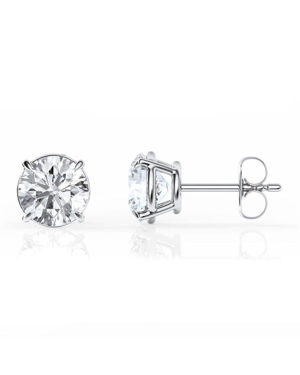 Brilliant Diamond Metallic 3 Carat Round Lab Grown Diamond Stud Earrings for men