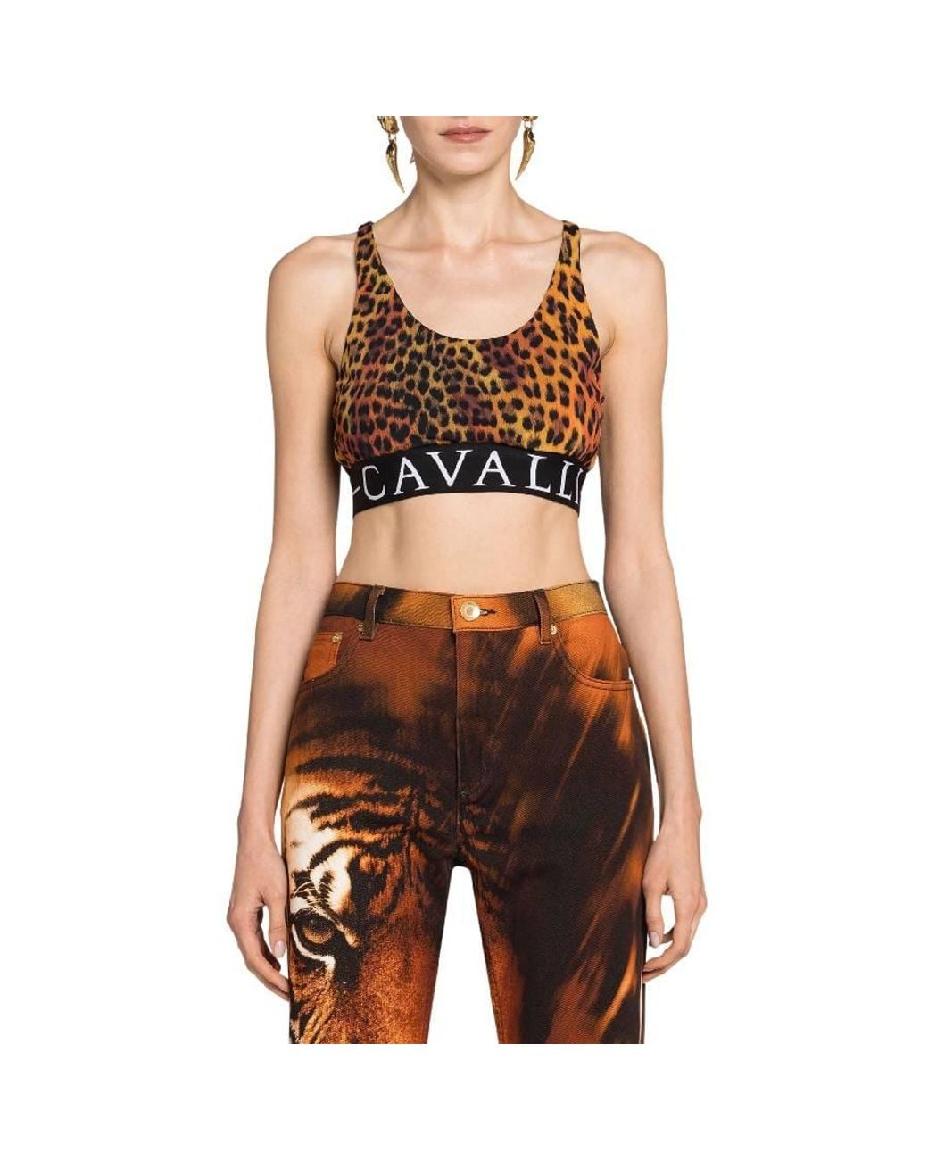 Roberto Cavalli Multicolor Slim Fit Jaguar Print Crop Top for men