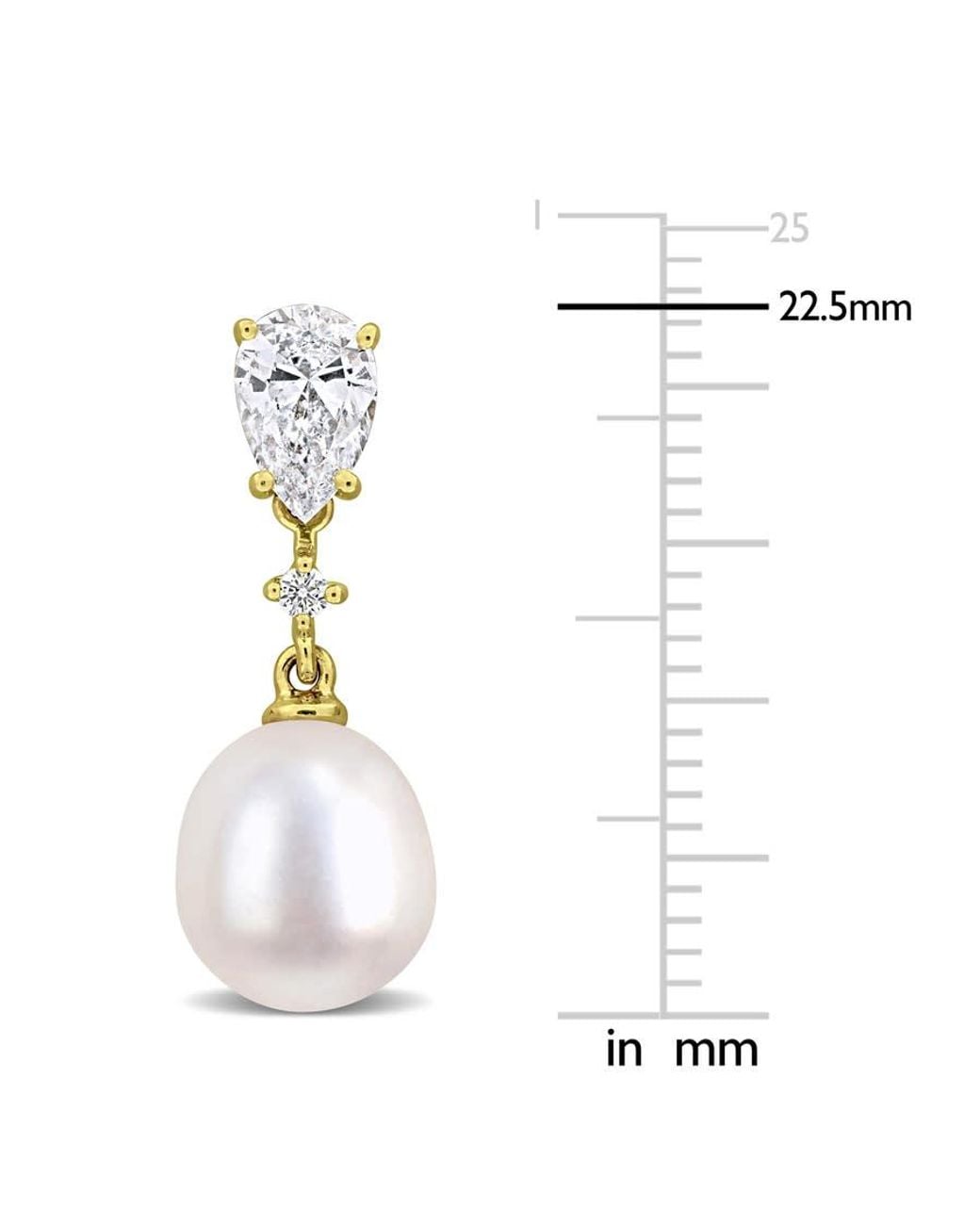 Created Forever Metallic 8-8.5Mm Cultured Freshwater Pearl And 1Ct Tw Lab-Grown Diamond Drop Earrings for men