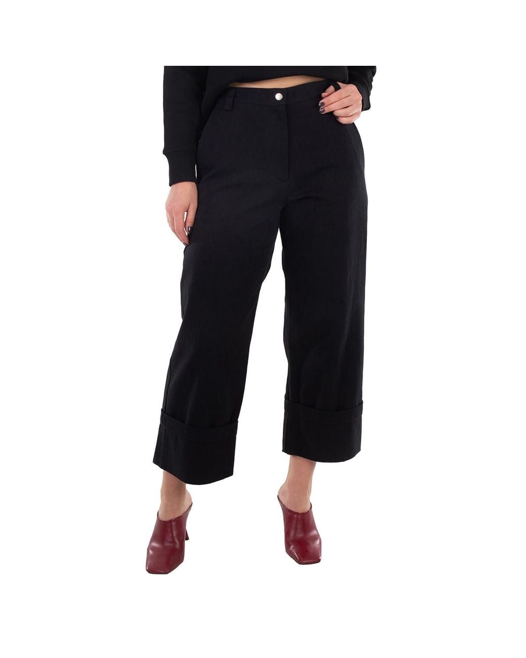 Moncler Black 1952 Button Detailed Wide Leg Trousers