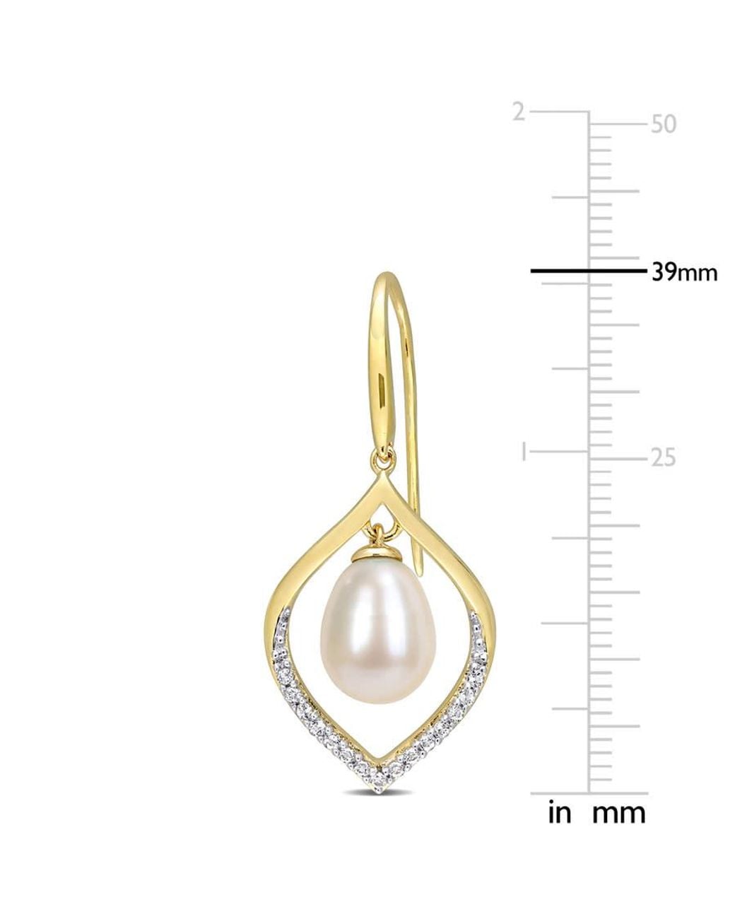 Amour Metallic 8-8.5Mm Freshwater Cultured Pearl And 1/3 Ct Tgw Topaz Open Hook Earrings for men