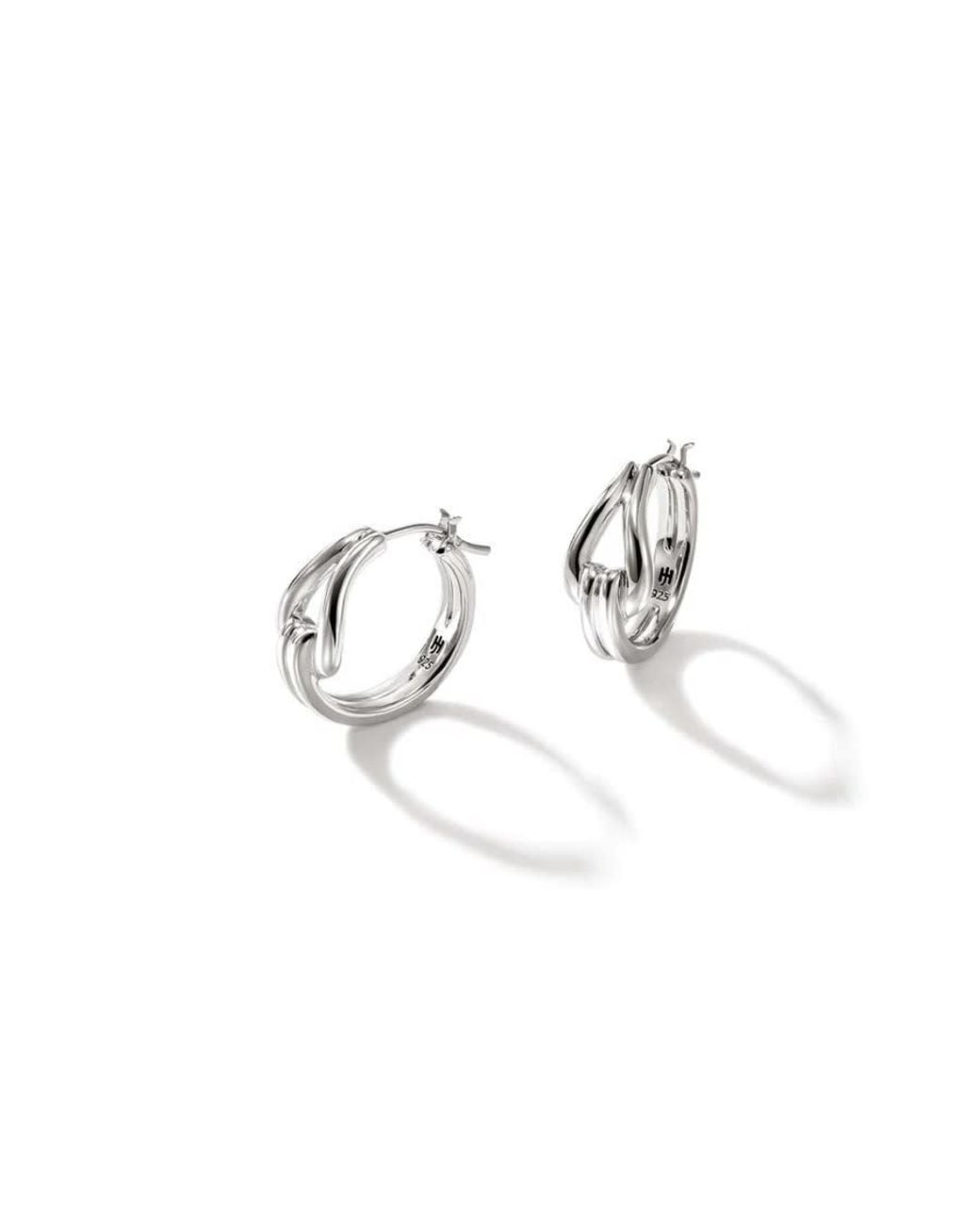 John Hardy White Surf Hoop Earring, Sterling, Small for men