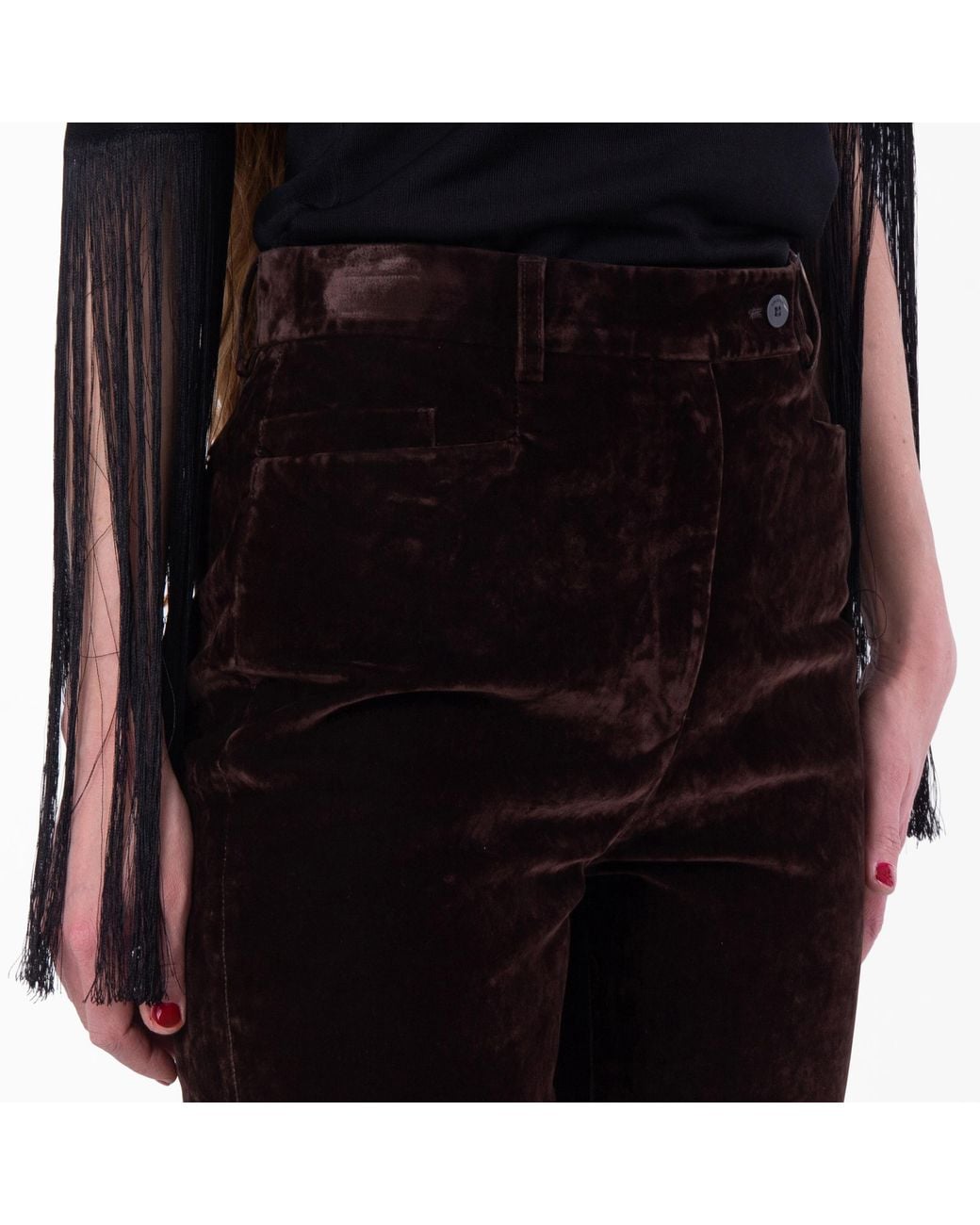 Ferragamo Black Ferragamo Straight-Leg Flock Velvet Trouser