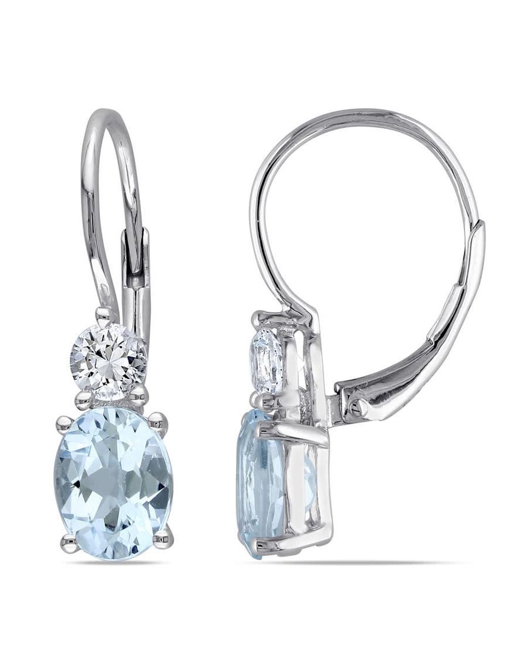 Amour Blue 3 4/5 Ct Tgw Topaz And Created Sapphire Leverback Earrings for men