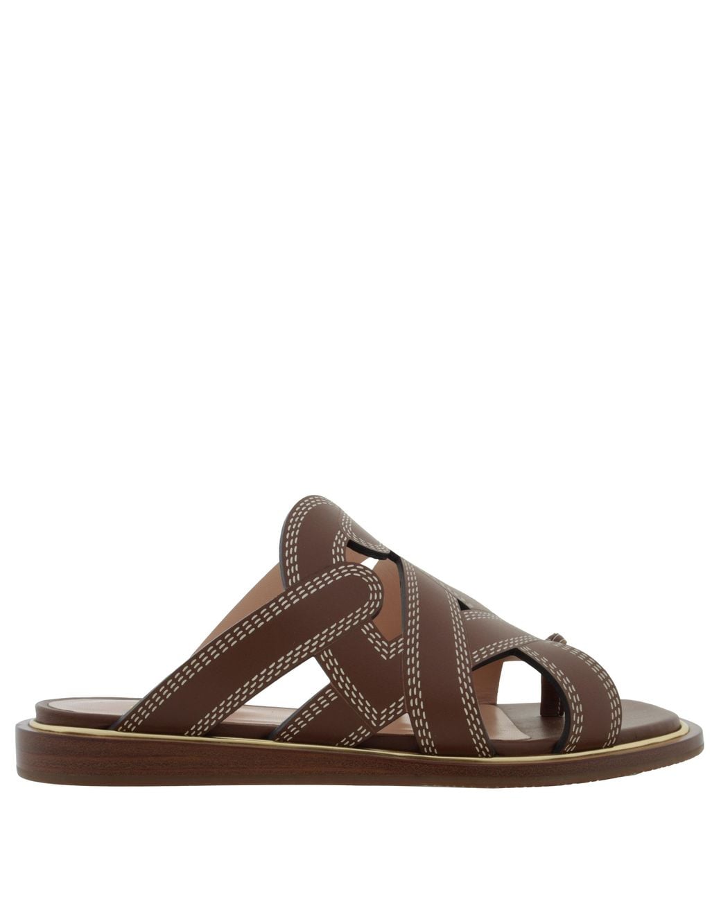Bally Brown Glada Leather Flat Sandals