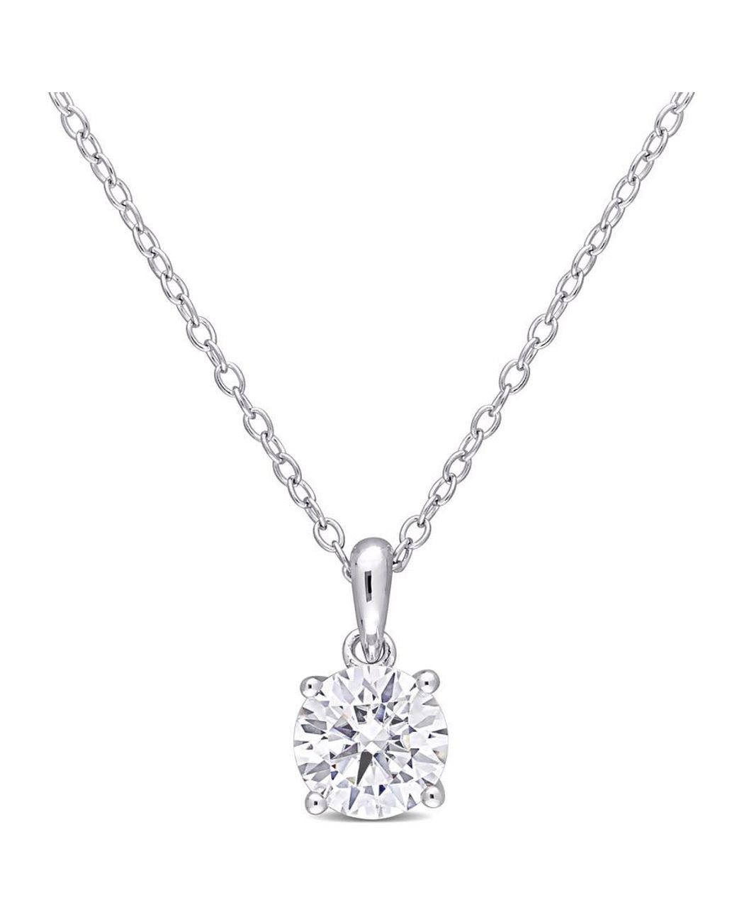 Amour Metallic 1 Ct Dew Created Moissanite Solitaire Pendant With Chain for men