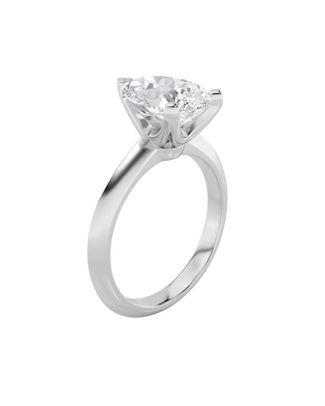 Mure And Co White 1Ctw Pear Shaped Lab Grown Diamond (F/Vs) Knife Edge Shank Solitaire Engagement Ring for men