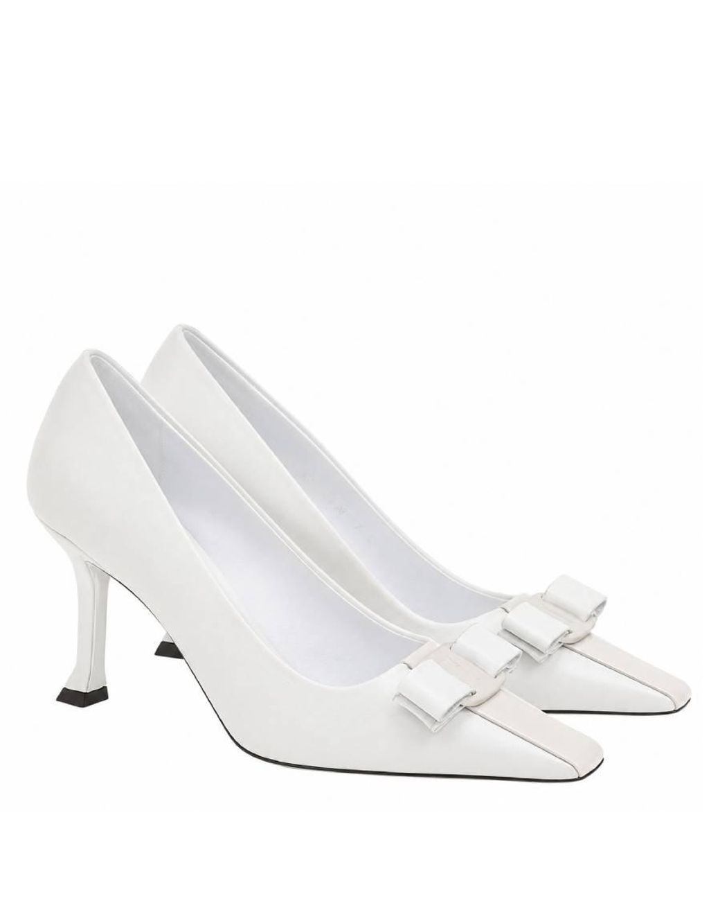Ferragamo White Siwar 85 Vara Bow Pumps