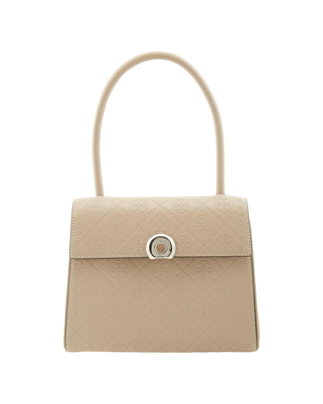 Tory Burch Natural T Monogram Leather Small Deville Bag