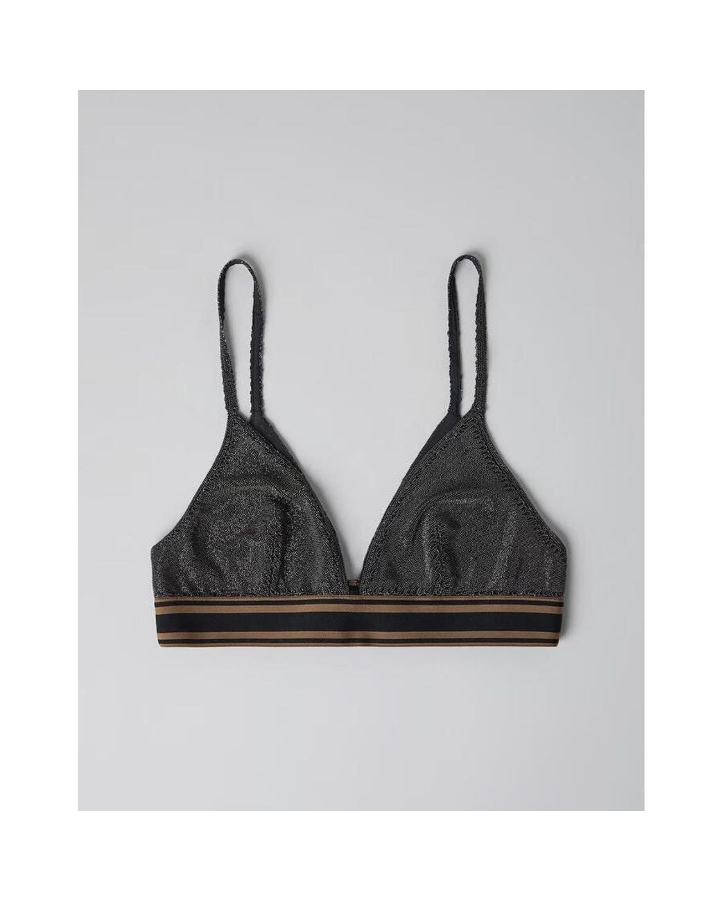 Brunello Cucinelli Black Bralette With Striped Band, Size Large for men