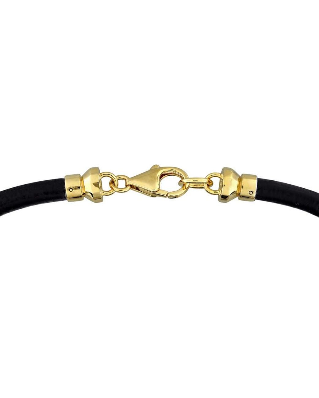 Amour Black 40Ct Tgw Onyx Leather Bracelet for men