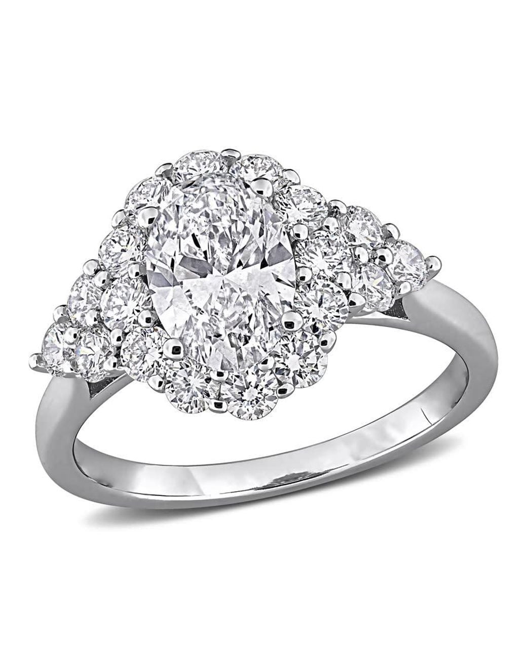 Created Forever Metallic 2 1/4Ct Tgw Oval And Round-Cut Lab Grown Diamond Halo Engagement Ring for men