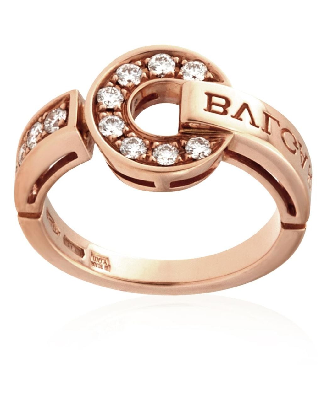 BVLGARI Metallic 18 Kt Rose Ring Set With Pave Diamonds, Ring for men