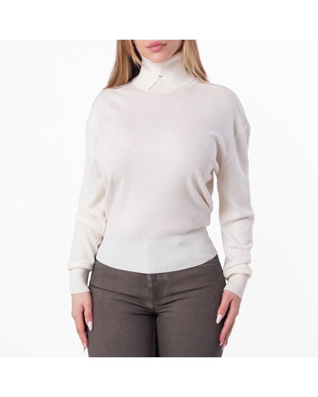 Burberry White Ekd Wool Rollneck Sweater