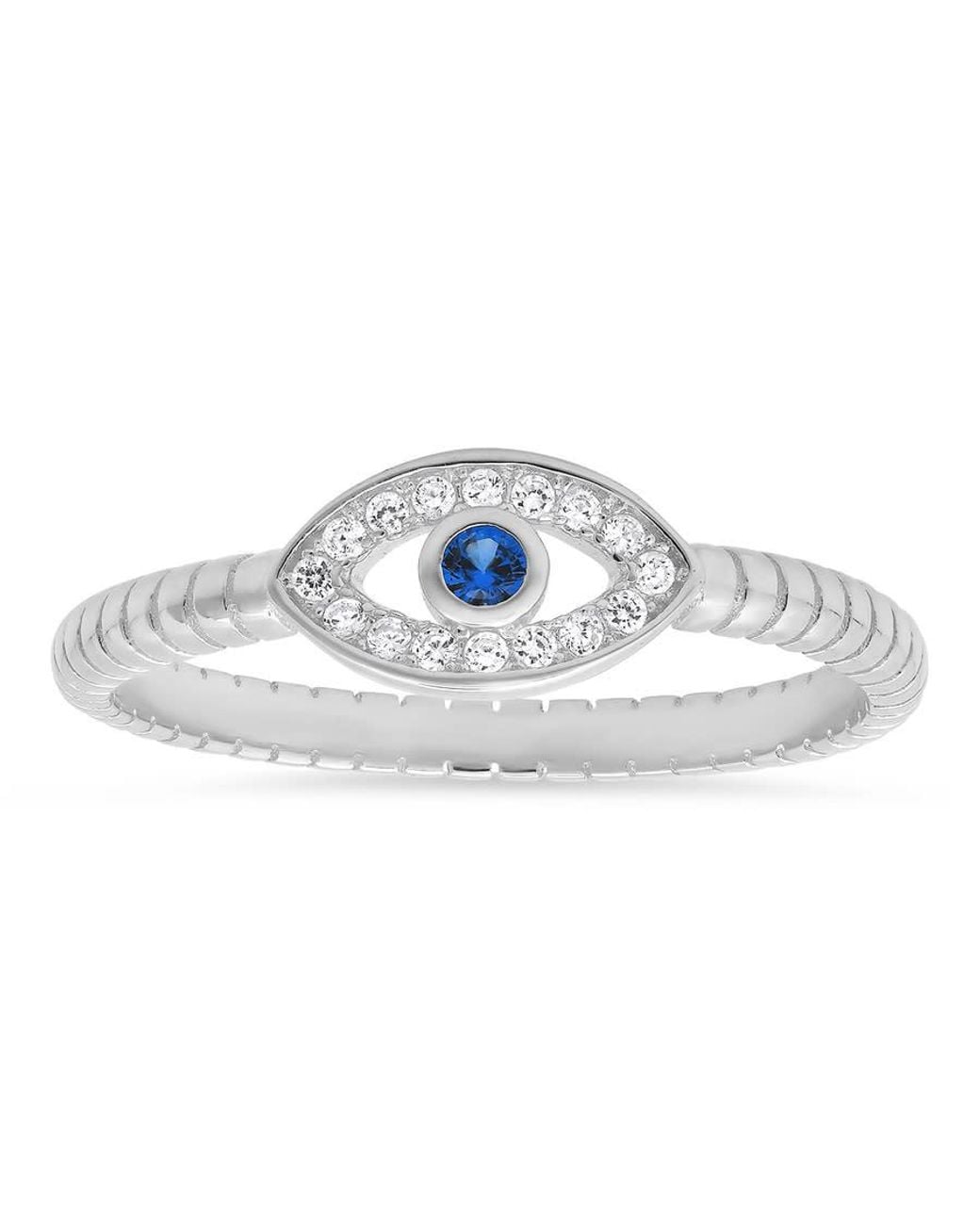 Kylie Harper Blue Sterling Cz Evil Eye Ring for men